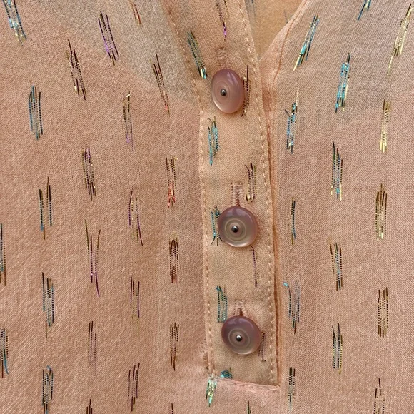 Ella Moss Sparkly Sheer Peach Top With Snap In Camisole Women's Size M - Picture 6 of 6